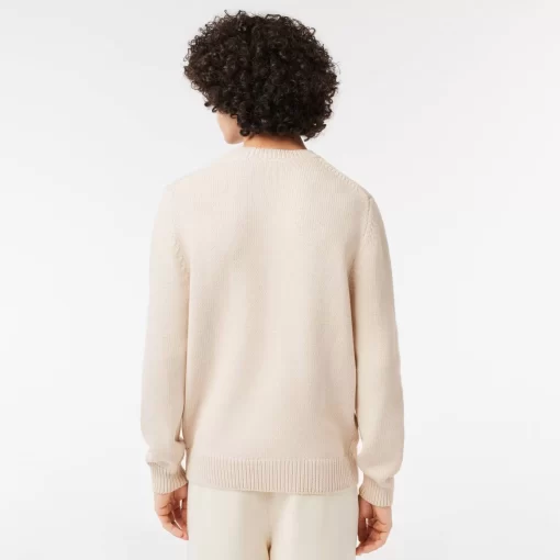 Lacoste Knitwear-Cotton Sweater With Contrasting Jacquard Pattern