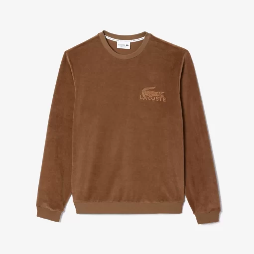 Lacoste Underwear & Lounge Wear-Cotton Velvet Lounge Sweatshirt