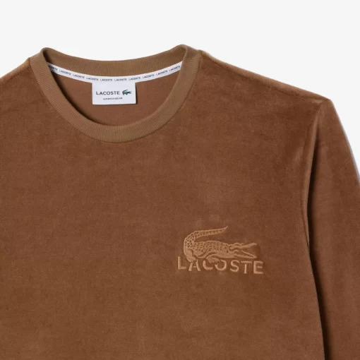 Lacoste Underwear & Lounge Wear-Cotton Velvet Lounge Sweatshirt