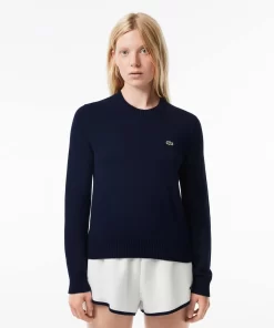 Lacoste Knitwear-Crew Neck Sweater In Double Sided Cotton