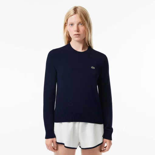 Lacoste Knitwear-Crew Neck Sweater In Double Sided Cotton