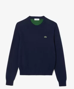 Lacoste Knitwear-Crew Neck Sweater In Double Sided Cotton