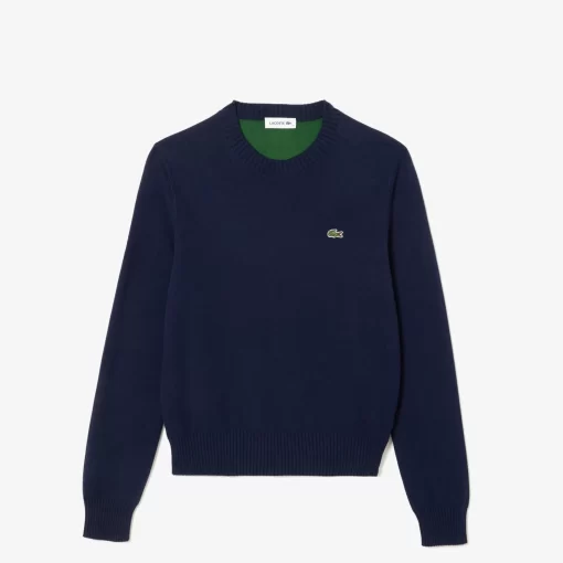 Lacoste Knitwear-Crew Neck Sweater In Double Sided Cotton