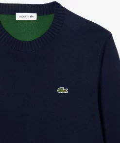 Lacoste Knitwear-Crew Neck Sweater In Double Sided Cotton