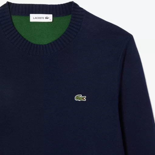 Lacoste Knitwear-Crew Neck Sweater In Double Sided Cotton