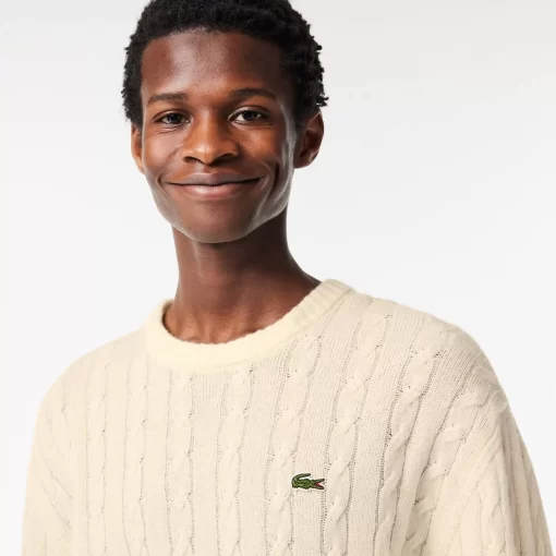 Lacoste Knitwear-Crew Neck With Cable Detail