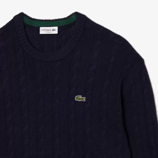 Lacoste Knitwear-Crew Neck With Cable Detail