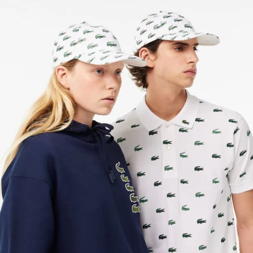 Lacoste Caps & Hats-Croc Print Cotton Cap