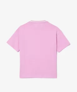 Lacoste Girl Clothing-Croc Print Cotton Jersey T-Shirt