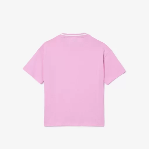 Lacoste Girl Clothing-Croc Print Cotton Jersey T-Shirt