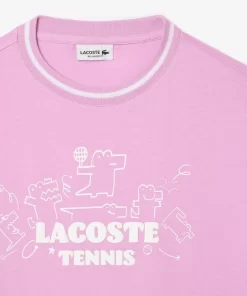 Lacoste Girl Clothing-Croc Print Cotton Jersey T-Shirt