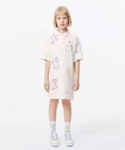 Lacoste Girl Clothing-Croc Print Cotton Pique Dress