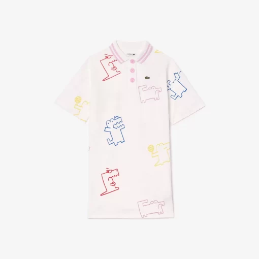 Lacoste Girl Clothing-Croc Print Cotton Pique Dress