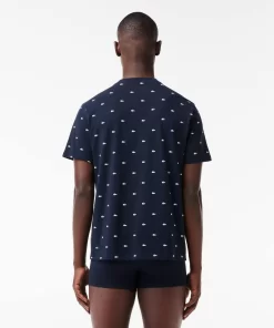 Lacoste Underwear & Lounge Wear-Croc Print Pajama T-Shirt