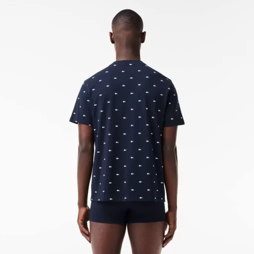 Lacoste Underwear & Lounge Wear-Croc Print Pajama T-Shirt