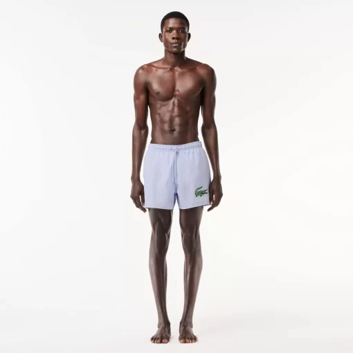 Lacoste Swimwear-Croc Print Swim Trunks