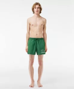 Lacoste Swimwear-Croc Print Swim Trunks