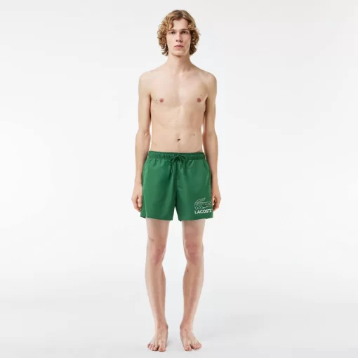 Lacoste Swimwear-Croc Print Swim Trunks