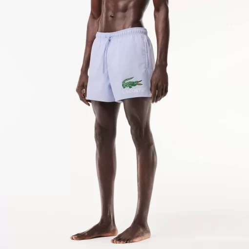 Lacoste Swimwear-Croc Print Swim Trunks