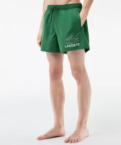 Lacoste Swimwear-Croc Print Swim Trunks