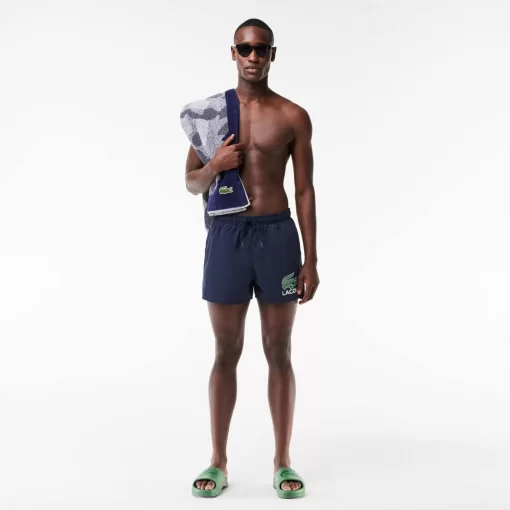 Lacoste Swimwear-Croc Print Swim Trunks