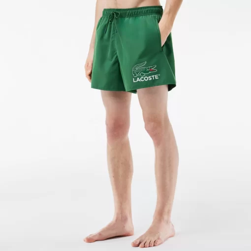 Lacoste Swimwear-Croc Print Swim Trunks