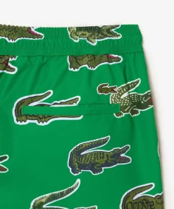 Lacoste Swimwear-Croc Print Swim Trunks