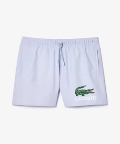 Lacoste Swimwear-Croc Print Swim Trunks