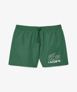 Lacoste Swimwear-Croc Print Swim Trunks