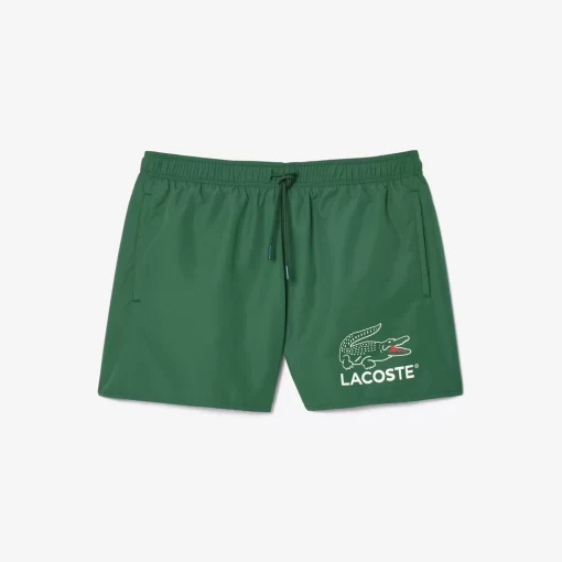 Lacoste Swimwear-Croc Print Swim Trunks