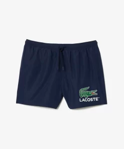 Lacoste Swimwear-Croc Print Swim Trunks