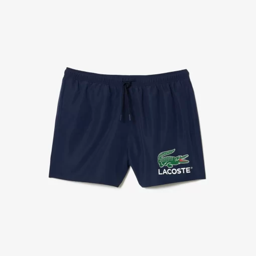 Lacoste Swimwear-Croc Print Swim Trunks