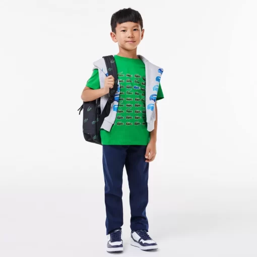 Lacoste Girl Clothing-Crocodile Print Cotton T-Shirt