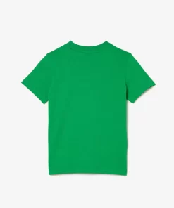 Lacoste Girl Clothing-Crocodile Print Cotton T-Shirt