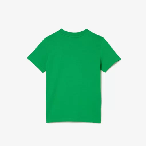 Lacoste Girl Clothing-Crocodile Print Cotton T-Shirt