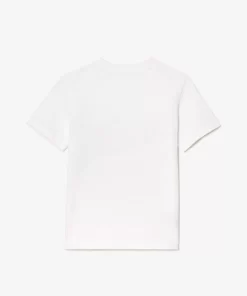 Lacoste Girl Clothing-Crocodile Print Cotton T-Shirt