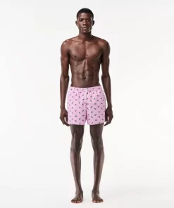 Lacoste Swimwear-Crocodile Print Swim Trunks