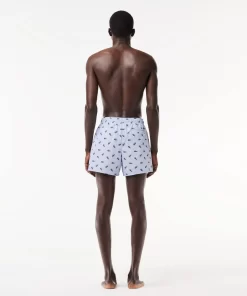 Lacoste Swimwear-Crocodile Print Swim Trunks