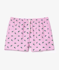 Lacoste Swimwear-Crocodile Print Swim Trunks