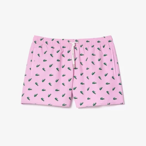 Lacoste Swimwear-Crocodile Print Swim Trunks