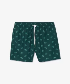 Lacoste Swimwear-Crocodile Print Swim Trunks