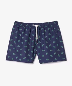 Lacoste Swimwear-Crocodile Print Swim Trunks