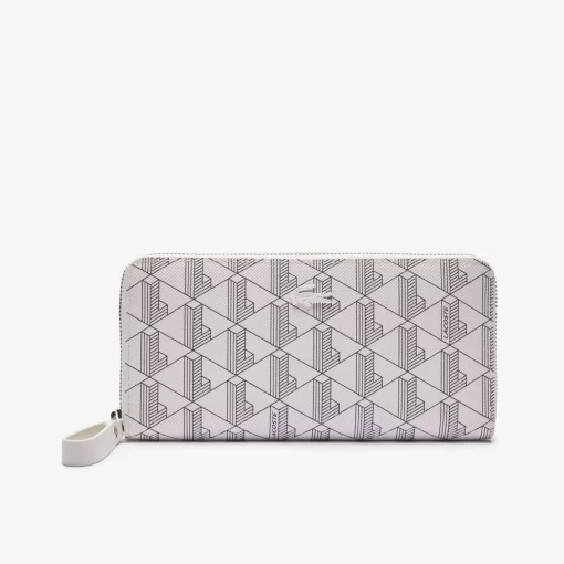 Lacoste Wallets & Small Leather Goods-Daily Lifestyle Women'S Monogram Print Zip Wallet