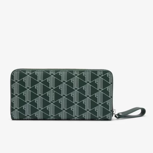 Lacoste Wallets & Small Leather Goods-Daily Lifestyle Women'S Monogram Print Zip Wallet