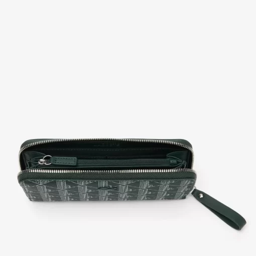 Lacoste Wallets & Small Leather Goods-Daily Lifestyle Women'S Monogram Print Zip Wallet