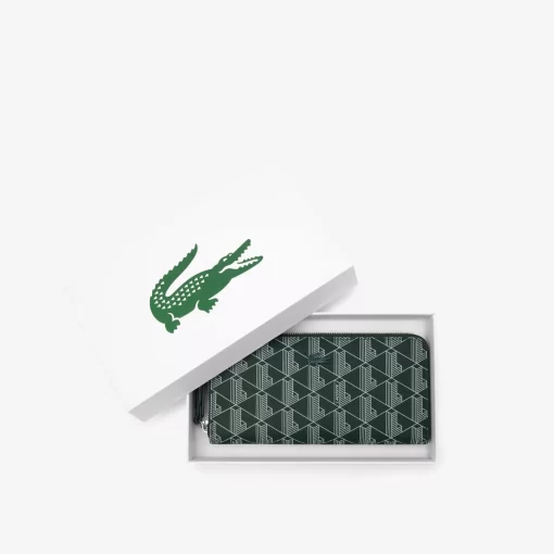 Lacoste Wallets & Small Leather Goods-Daily Lifestyle Women'S Monogram Print Zip Wallet