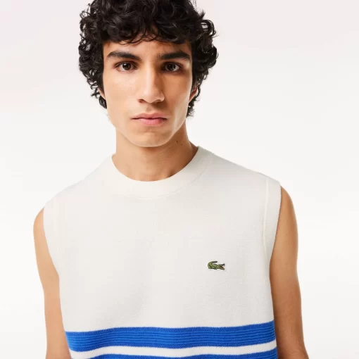 Lacoste Knitwear-Double Face Pique Striped Sweater Vest