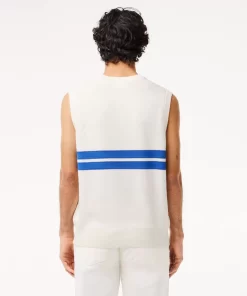 Lacoste Knitwear-Double Face Pique Striped Sweater Vest