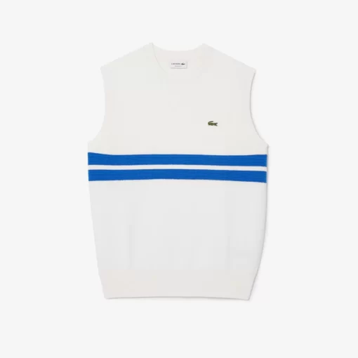 Lacoste Knitwear-Double Face Pique Striped Sweater Vest