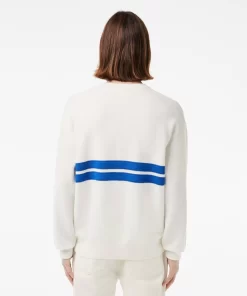 Lacoste Knitwear-Double Face Pique Striped V Neck Sweater